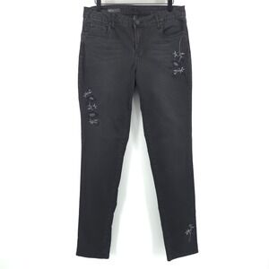 Kut from the Kloth Womens Skinny Jeans Diana 10 Black Floral Embroidered Boho